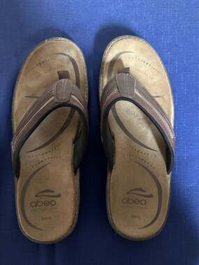 ABEO B.I.O.system Mens Brown Leather Flip Flops Sandals Size 10 MN10 Orthotic